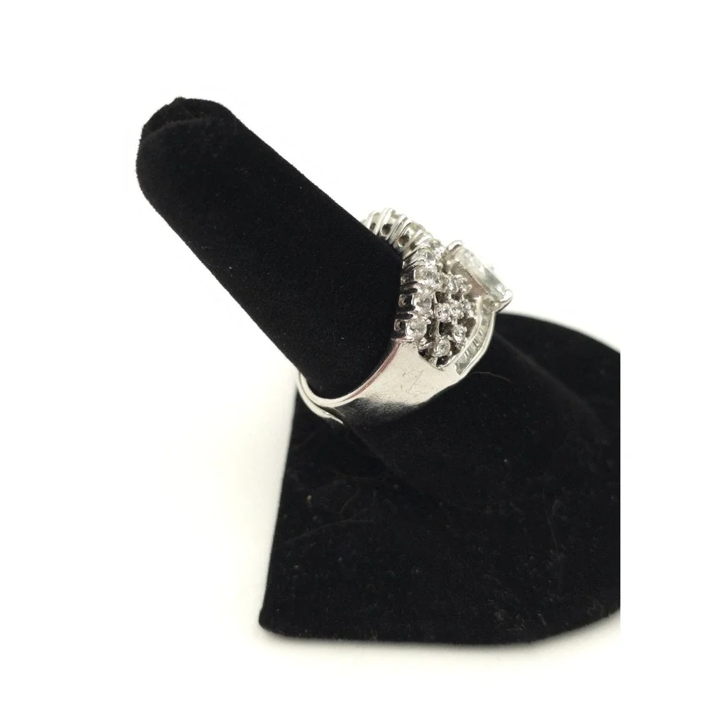 Silver Tone &‎ Clear Glass Rhinestone Ring Adjustable Tear Drop
